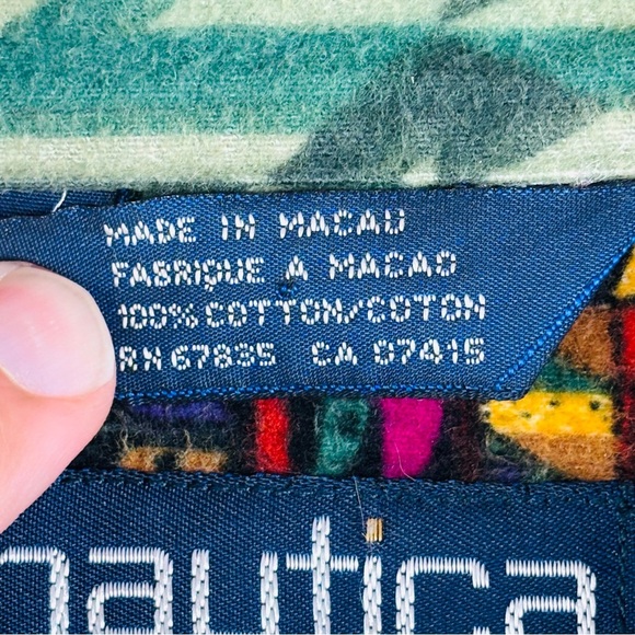 VTG EUC Nautica Men’s Green Patterned Casual Flannel Button Down Shirt Sz XL - Picture 4 of 7